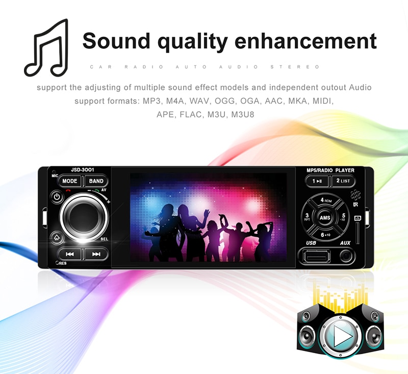 Mirror Link for Andriod Microphone 4" 1 Din Car  MP5 Player Bluetooth Touch Screen 12V DC Rear View Camera Stereo Car Radio