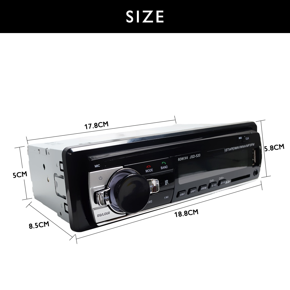 Car Radio Stereo Player Digital Bluetooth Car MP3 Player 60Wx4 FM Radio Stereo Audio Music USB/SD with In Dash AUX Input