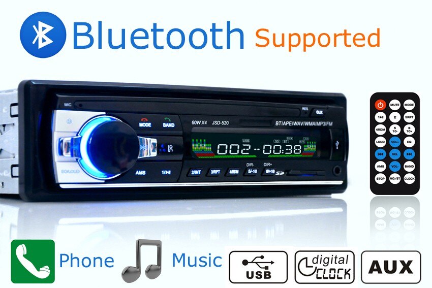 1 Din Car Radio Stereo Player Bluetooth Phone AUX-IN MP3 Electric 12V Car Audio Autoradio Radio Cassette Auto Tapes Magnet 520