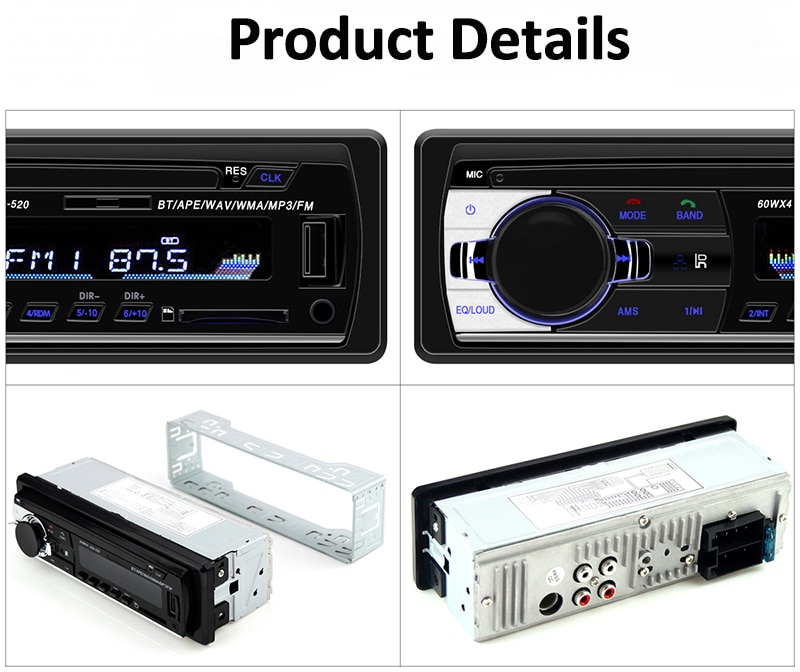 1 Din Car Radio Stereo Player Bluetooth Phone AUX-IN MP3 Electric 12V Car Audio Autoradio Radio Cassette Auto Tapes Magnet 520