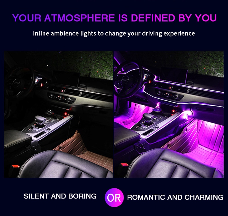 Car Interior Neon RGB Led Strip Lights 4/5/6 in 1 Bluetooth App Control Decorative Lights Ambient Atmosphere Dashboard Lamp 12V