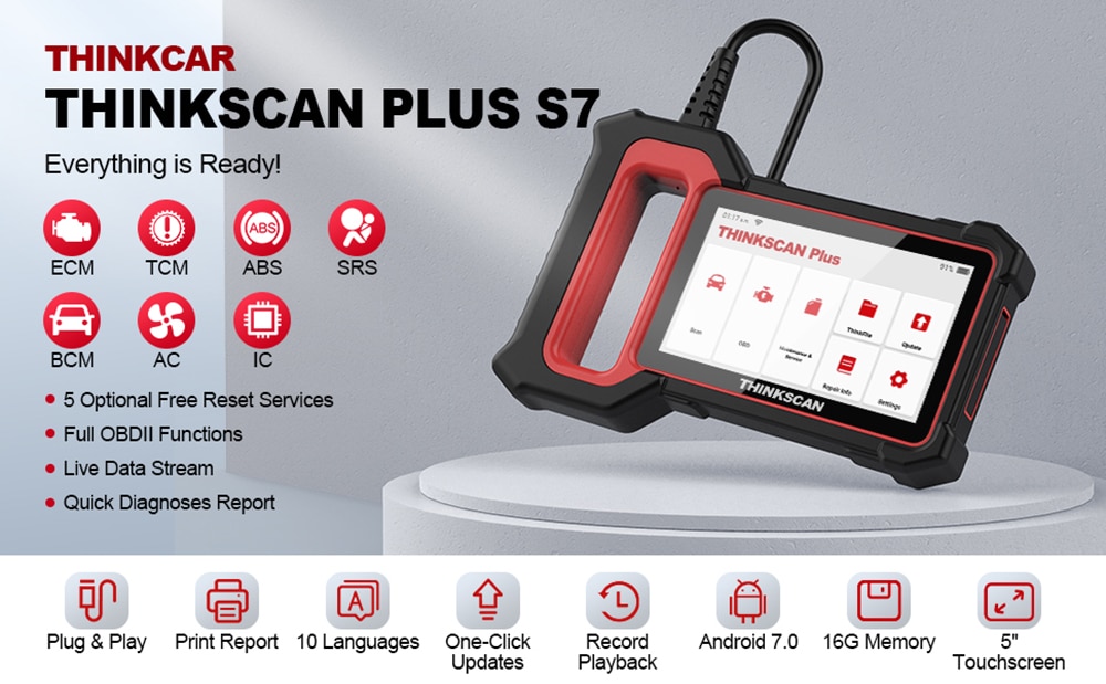 THINKSCAN PLUS S4 S6 S7 OBD2 Car Diagnostic Tools Multi System Scan ABS SRS ECM TCM BCM IC AC Reset Code Reader Auto Scanner